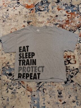 Gildan Light Gray Heavy Cotton Tee with Blue Logo